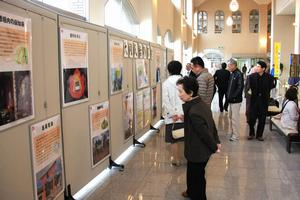 会場には大関地区の紹介パネル、ミュージカルの練習風景映像なども展示