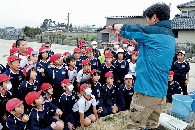 生き物観察会も同時に行われた。メダカやツチガエルのオタマジャクシなど、水が綺麗なところにしか住めない生き物がたくさん見つかる