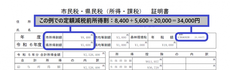 所得課税証明書の例