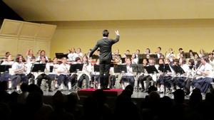 三国高校との合同演奏。迫力ある演奏が会場を包