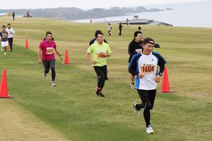 緑に彩られた芝生のコースを快走