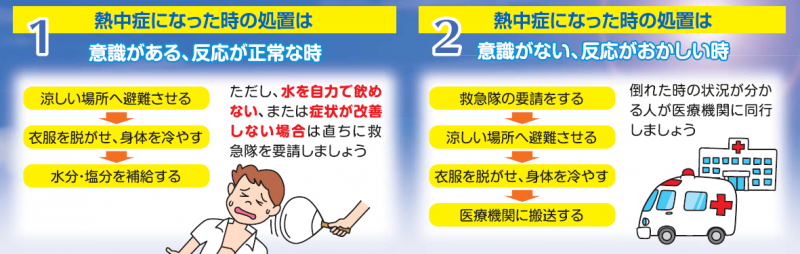 熱中症になった時の処置方法説明画像